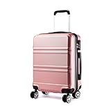 Kono Koffer Trolley Hartschale Handgepäck Zwillingsrollen Leichtgewicht ABS Kabinentrolley Reisekoffer Zahlenschloss 55cm (Nude)