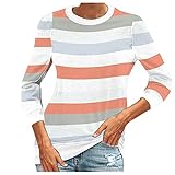 Yowablo Hemd Damen Casual Langarm Streifen Weiche Leichte Hemden Tops ( L,2weiß )