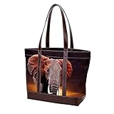 NaiiaN für Mutter Frauen Mädchen Damen Student Sonnenuntergang Himmel Afrika Elefant Tier Tragetasche Umhängetaschen Handtaschen Geldbörse Einkaufen Leichter R