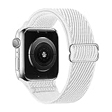 Lobnhot Solo Loop kompatibel mit Apple Watch Armband 38mm 40mm 41mm, verstellbares elastisches Nylon Armband für iWatch Series 7/6/5/4/3/2/1 SE (38/40/41MM-Weiß)