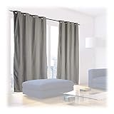 Relaxdays, grau Verdunklungsvorhänge, 2er Set, Thermovorhang mit Ösen, Kälte-und Hitzeschutz, Thermogardine 135x245 cm, S