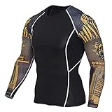 Dasongff Herren Kompressionsshirts Langarm Schnell Trocknend Elastisch Kompression Funktionsshirts Training Fitness Gym Lauf Basketball Jogging Sport Unterhemd T-Shirt Crewneck