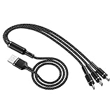Chnrong Multi-Ladekabel, 3 in 1, 3 A, Schnellladekabel, Anschluss mit i-Phone/Typ C/Android-USB-Anschluss, kompatibel mit iPhone 12 11 Pro 8 7 6 i Pad Samsung Huaw