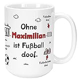 Fußball-XL-Tasse »Ohne ... ist Fußball doof.« mit Wunschnamen, DEUTSCHLAND, personalisiert (weiß)