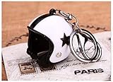 Familienkalender offener Helm ohne Visier Schlüsselanhänger mit Stern in Weiss Motorrad | Moped | Geschenk für Männer | Sturzhelm | Motorradhelm | S
