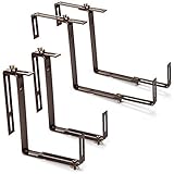com-four® 4X Blumenkastenhalter für Brüstungen und Balkon-Geländer - Blumenkasten Halterung universal passend und verstellbar - kein Bohren notwendig (4 Stück - Dunkelbraun)