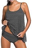 Octopus Figurumspielende Bademode im Oversize Look Tankini mit Slip Gr. 36-66 f5592 Farbe: T18(gr)-S4(gr) Tankini Grau, Slip grau, Gr. 46