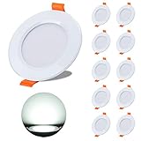 Yafido 10er 230V LED Dimmbar Einbaustrahler 7W (60W Halogen) 600lm LED Einbauleuchten Spots Deckenlampe 6000K KaltWeiß mit LED-Treib