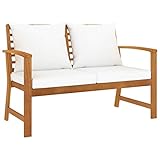 Festnight Gartenbank Holz 2 Sitzer 120 cm Balkon Bank mit Auflage Holzbank Balkonbank Sitzbank Balkon Parkbank Garten Outdoor Terrasse Gartensofa Gartenmöbel, Massivholz Ak