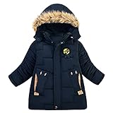 MRULIC Kleinkind Mantel Winterjacke Kapuzenjacke Kapuzenpullover Sweatshirt Winddichter Outwear Jacke Drucken Warme Kapuzen Coat Kinderkleidung Jungen MäDchen Geburtstag Geschenk(Dunkelblau,130)