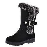HolAngela Winterstiefel Damen Warm Gefüttert Kurzschaft Schneestiefel Winter Rutschfeste Stiefel Flach Boots Schuhe Outdoor Leicht Stiefeletten S