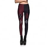 Harley Quinn rote und Schwarze Leggings dc Harley Quinn Suicide Squad elasthan Leggings Harlekin Joker Kostüm Legging