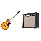 Rocktile Pro L-200OHB E-Gitarre Orange Honey Burst & Scream 15 Gitarrenverstärker Mini Combo Amp (15 Watt Amplifier, 2-Kanäle, Portable, AUX-In für MP3/CD, 3-Band Equalizer, Kopfhöreranschluss)