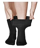 vitsocks Damen Socken extra weit ohne Gummi Diabetiker (3x PACK) geschwollene Knöchel und Beine, schwarz, 35-38