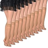 Romartex Damen Fein-Kniestrümpfe, 20 DEN, 10er Pack, beig