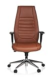 hjh OFFICE 600989 XXL Chefsessel VITORO Kunstleder Braun Schreibtischstuhl mit hoher Rück