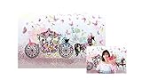 WaW 2.2x1.5m Fotografie Hintergrund Kulisse Blumewand Schmetterling Pink Märchen Kutsche für Newborn Baby Mädchen Shooting Fotobox Hintergrund Stoff Hochzeit Geburtstag Dek