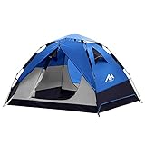 Zelt 3-4 Personen Wasserdicht, Sekundenzelt Campingzelt Kuppelzelt Wurfzelt mit Quick-Up-System, 2 Türen, Doppelwandig Schnellaufbauzelt Festival Pop Up Zelt für Camping Reisen Strand W