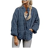 Vimoli Wintermantel Damen Winter Warmer Parka Mantel Winterjacke Wickel Overcoat Outwear Casual Jacke Baumwolljacke Mit Taschen (Blue, XXL)