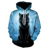 NTtie Herren Graphic mit Pullover mit Kapuze Tiger 3D-Druck Lang