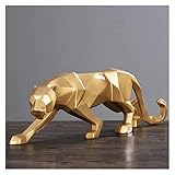 TYUTYU Nordische geometrische Statue Tier Figur Abstrakter Harz Leopard Skulptur Home Office Desktop Dekoration Geschenk (Color : Gold, Size : S 26x5x8cm)