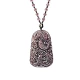 Weckan Feng Shui Schwarzer Obsidian Reichtum Anhänger-Halskette Vier Jahreszeit Fisch Authentisches Gem Heilung Chakra Meditation Kristall Amulett Glück Reichtum Böse Geister Abzuwehren Halsk