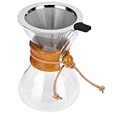 BHDD Übergießen Sie die Kaffeemaschine, die hochtemperaturbeständige Glas-Kaffeemaschine mit permanentem Edelstahlfilter und die Wiederverwendbare Kaffeetropfen-Brühkanne für das Home Office(400 ml)