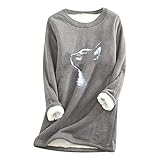 Weihnachten Pullunder Damen Winter Warm Teenager Mädchen Langarm Rundhals Pullover Sweatshirt Pulli Weihnachts Druck Weihnachtspullover Weihnachtsshirt Weihnachtspulli Weihnachtsoutfit Xmas Shirt Top