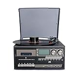 ASDNN Music Box Plattenspieler Plattenspieler Lautsprecher Player 3-Gang-Holz-Retro-Phonograph, Unterstützung für Bluetooth-Funktion für Unterhaltungsdek