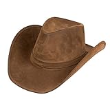 Boland 04354 - Hut Wyoming braun, Kunstleder-Optik, Cowboy-Hut, Wilder Westen, Ranger, Kopfbedeckung, Kostüm, Karneval, Mottoparty