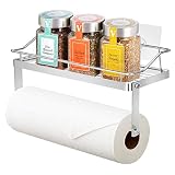 Queta Küchenrollenhalter Toilettenpapierhalter mit Regal Wand Papierrollenhalter für Küche, Toilette, Bad, Selbstklebend Ohne Bohren, aus Edelstahl (Halter mit Regal)