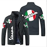 ZWW Herren Mantel Strickjacken - Servizio Vespa Druck Dünne Stehkragen Outdoor Jacken Atmungsaktive Leichte Windjacke-Black||XXL