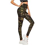 Cocila Damen Sport Leggings High Waist Push Up Camouflage Boom Booty Leggings mit Bauchkontrolle Lange Blickdicht Fitnesshose Sporthose Yoga Leggings für Fitness Sport F
