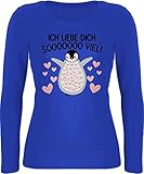 Shirtracer Valentinstag Partner Geschenke - Ich Liebe Dich Soooo viel! mit Pinguin - L - Blau - Fun - BCTW071 - Langarmshirt D