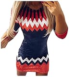 GANBADIE Women's Christmas Dress Casual Basic Pencil Dress Sexy Elk Print Long Sleeve Bodycon Midi Club D