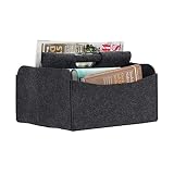 Relaxdays Zeitungskorb aus Filz, H x B x T: 22 x 31 x 29 cm, 2 Fächer, mit Griff, faltbarer Zeitungsständer,
