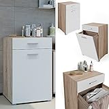 Vicco Badmöbel Set Badezimmermöbel Fynn Spiegelschrank Unterschrank Hochschrank Midischrank Wäscheschrank Hängeschrank Waschtisch (Old Style) (Badmöbel Set 5) (Wäscheschrank Matteo Sonoma/Weiß)