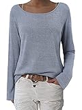 ZANZEA Damen Langarm Lose Bluse Hemd Shirt Oversize Sweatshirt Oberteil Tops Grau EU 36-38/Etikettgröße S