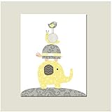 NIEMENGZHEN Print on Canvas Giraffe Posters Kids Room Yellow Animal Canvas Art Posters and Prints Cartoon Elephant Wall Art Canvas Pictures Home -50x70cm No F