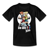 Spreadshirt Die DREI Fragezeichen Kids Justus, Peter, Bob Team Kinder T-Shirt, 122-128, Schw