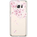 Hpory Kompatibel mit Galaxy S6 Edge Plus Hülle, Handyhülle Samsung Galaxy S6 Edge Plus Malerei Muster Weiche TPU Silikon Transparent Bumper Schale Kratzfest Case Tasche Schutzhülle - Pink Blü