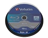 VERBATIM BD-R Single Layer Blu-ray Rohlinge 25 GB I Blu-ray-Disc mit 6-facher Schreibgeschwindigkeit I mit Kratzschutz I 10er-Pack Spindel I Blu-ray-Disks für V