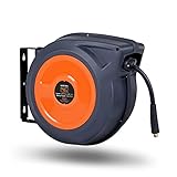 SuperHandy LuftSchlauchaufroller Schlauchtrommeln Einziehbarer 3/8' x 15m 300PSI Max Premium kommerzieller Hybrid-Polymerschlauch mit 3/8' BS