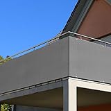 RATEL Balkon Sichtschutz, Balkonbespannung HDPE 90 x 500 cm, Mit Ösen, Krawatte und Seil, für Balkon Garten Terrassen Hof, Atmungsaktiv, Beschattung und UV-Beständig