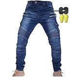 CBBI-WCCI Herren Motorradhose Motorrad Jeans Biker Trousers Motorrad Hose Fahrrad Riding Schutzhose，4 x Schutz ausrüstung (Blau,XL= 34W / 32L)