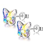 ANGEL NINA Ohrringe Mädchen Silber 925 kinder ohrringe Schmetterlings geschenke für mädchen Ohrringe Damen Ohrstecker Silber 925 Weihnachtsgeschenk Geburtstagsgeschenk Geschenk für F