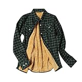 LianMengMVP Damen Kariertes Hemd Regular Fit Langarm Freizeit Karohemd Winter Warm Holzfällerhemd Männer Flanellhemd Herbst Winterjacke Thermohemd Innenfutter Arbeitshemd Top