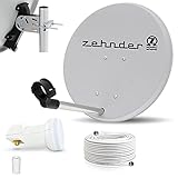 Digitale Camping Sat Anlage Spiegel 40 cm Single LNB 0,1 dB + Koaxialkabel 10m Kabel Balkon Caravan Mobil Schüssel Antenne OPTICUM für HDTV HD Sky 3D 4K geeig