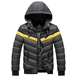 RMBLYfeiye Herren Daunenjacke Mit Kapuze Dicker Warme Steppjacke Reißverschluss Stehkragen Langarm Winterjacke Leicht Windbreaker Thick Warm Outwear Casual Mantel Übergangsjack