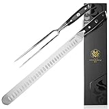 Kessaku 30,5 cm Tranchiermesser & 17,8 cm Fleischgabel Set – Dynasty Serie – Deutscher HC-Stahl, Granton-Rand, G10-Harz-G